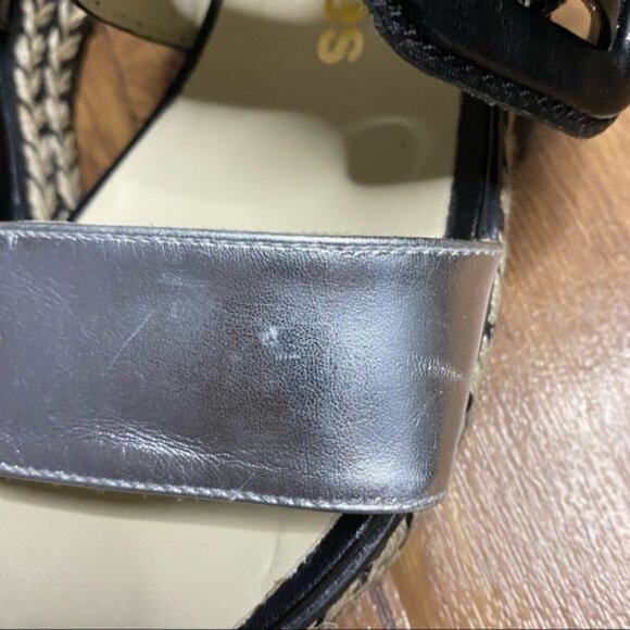 Espadrilles Platform Black and Metallic Sandal Sz 37 - Picture 3 of 13